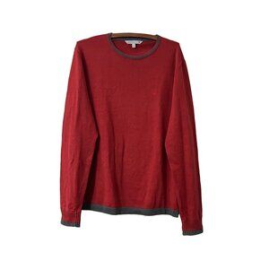 Fat Face Mens Brick Red Contrast Trim Long Sleeve Sweater Size Large